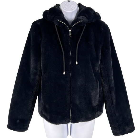 Carolina Belle Jackets & Blazers - Carolina Belle Montreal Womens XS Black Plush Faux Fur Hooded Teddy Bear Jacket